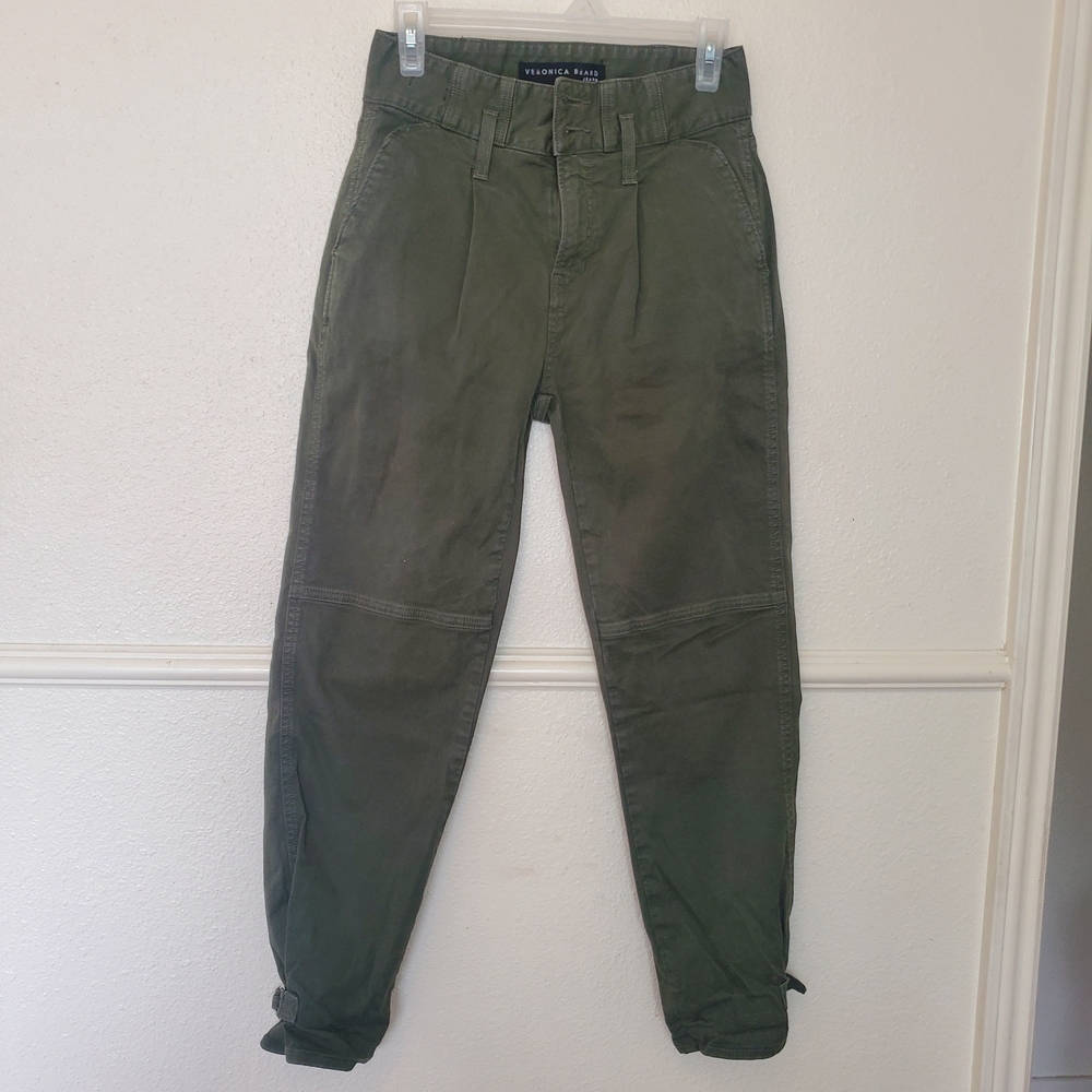 Veronica Beard Olive Green Pants Monika Tapered Extra High Rise
